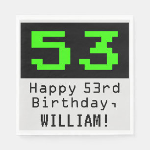 Servilleta De Papel 53 Aniversario - Nerdy / Geeky Style "53" y nombre