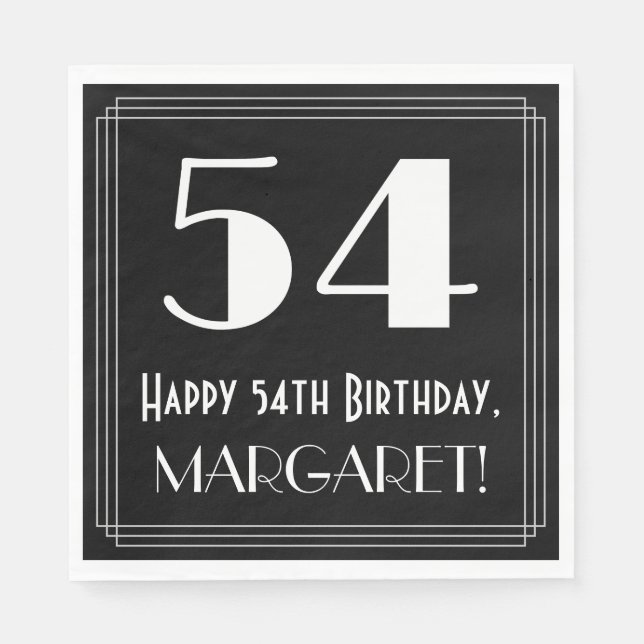 Servilleta De Papel 54 cumpleaños ~ Art Deco Inspirado Aspecto "54", n (Anverso)