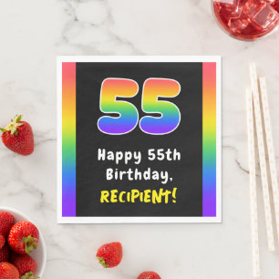 Servilleta De Papel 55º cumpleaños: Espectro arcoiris # 55, nombre per