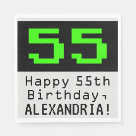 Servilleta De Papel 55º cumpleaños - Nerdy / Geeky Style "55" y nombre