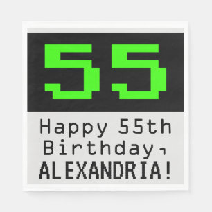 Servilleta De Papel 55º cumpleaños - Nerdy / Geeky Style "55" y nombre