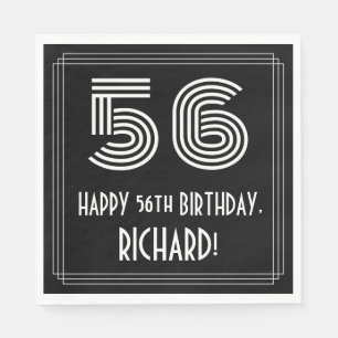 Servilleta De Papel 56º cumpleaños: Aspecto inspirado en el Art Deco "