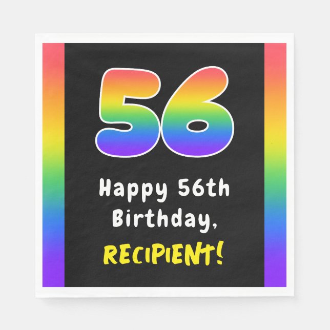 Servilleta De Papel 56º cumpleaños: Espectro arcoiris # 56, nombre per (Anverso)