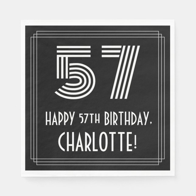 Servilleta De Papel 57º cumpleaños: Aspecto inspirado en el Art Deco " (Anverso)