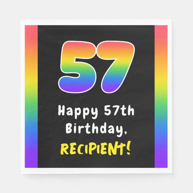 Servilleta De Papel 57º cumpleaños: Espectro arcoiris # 57, nombre per (Anverso)