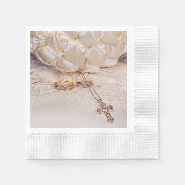 Servilleta De Papel 5807-Bouquet, Rings & Cross (Anverso)