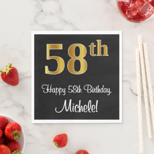 Servilleta De Papel 58 Aniversario ~ Elegante Lujoso Faux Gold Look #