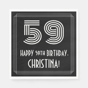 Servilleta De Papel 59º cumpleaños: Aspecto inspirado en el Art Deco "