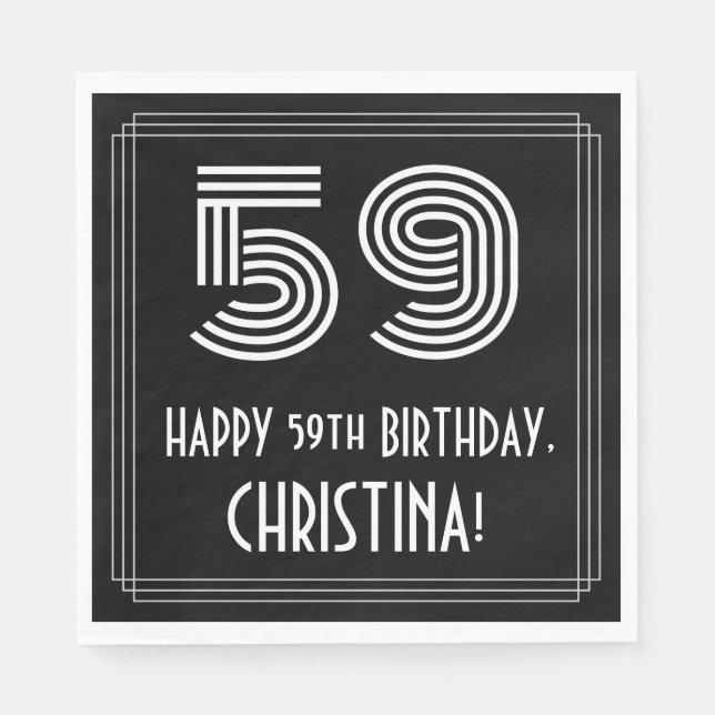 Servilleta De Papel 59º cumpleaños: Aspecto inspirado en el Art Deco " (Anverso)