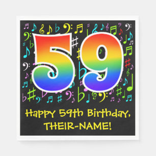 Servilleta De Papel 59º cumpleaños - Símbolos musicales coloridos, arc