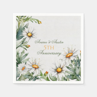 Servilleta De Papel 5.º Aniversario Boda de Daisies Blancos