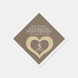 Servilleta De Papel 5 años aniversario personalizado de madera