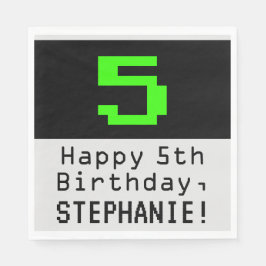 Servilleta De Papel 5 cumpleaños - Nerdy / Geeky Style "5" y nombre