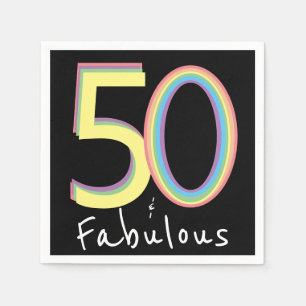 Servilleta De Papel 5O y Fabuloso Cumpleaños Chic Negro Amarillo Arcoí