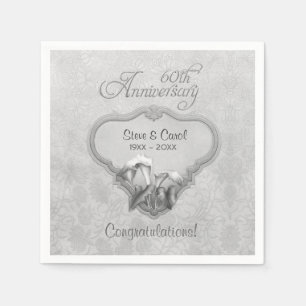 Servilleta De Papel 60º aniversario de Silver Calla Lily - Personaliza