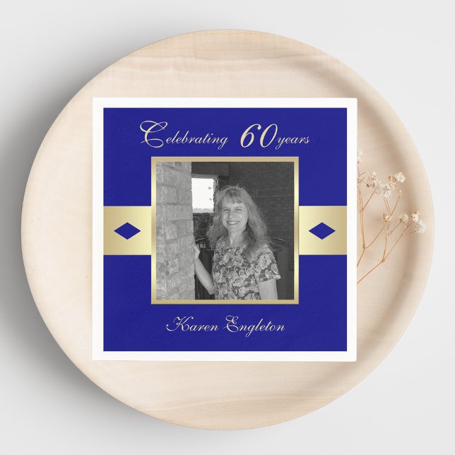 Servilleta De Papel 60.ª foto del partido de cumpleaños sobre el azul  (Subido por el creador)