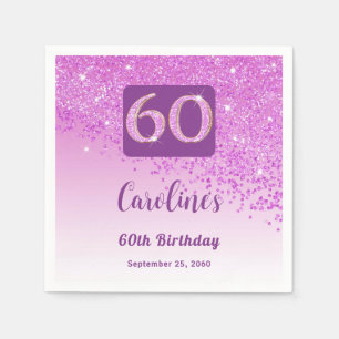 Servilleta De Papel 60.º Bonito de cumpleaños Purpurina rosado