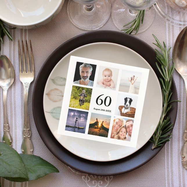 Servilleta De Papel 60.º collage de fotos de la fiesta de cumpleaños (Subido por el creador)