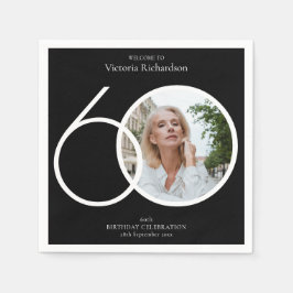 Servilleta De Papel 60.º cumpleaños Minimalista foto de Personalizado
