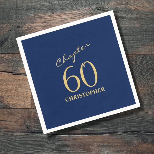 Servilleta De Papel 60.º cumpleaños Oro Azul (Subido por el creador)