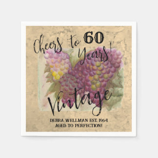 Servilleta De Papel 60.º cumpleaños Vintage acuarela temática