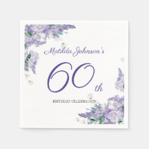 60.º cumpleaños Wisteria Morado Floral Elegante Bl