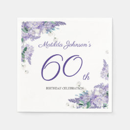 Servilleta De Papel 60.º cumpleaños Wisteria Morado Floral Elegante Bl