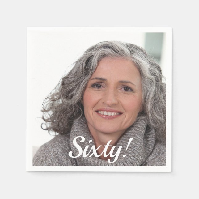 Servilleta De Papel 60.º guión de foto de cumpleaños (Anverso)