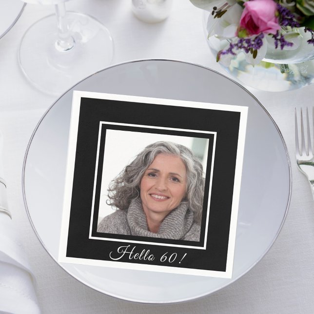 Servilleta De Papel 60.º personalizado de cumpleaños foto blanco negro (Subido por el creador)