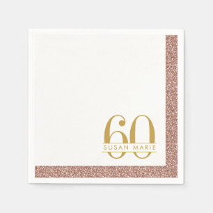 Servilleta De Papel 60.º Rosa de oro Purpurina rosado personalizado