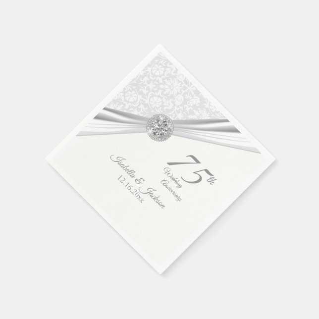 Servilleta De Papel 60/75 Aniversario del Boda del Diamante (Borde)