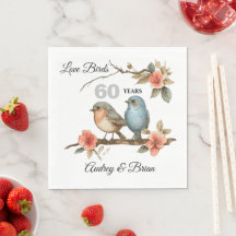 60° Aniversario Amo Pájaros Napkins Personalizada