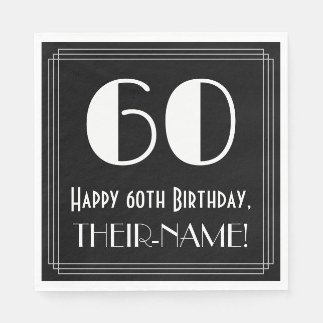 Servilleta De Papel 60 Aniversario ~ Art Deco Inspirado Aspecto "60",  (Anverso)