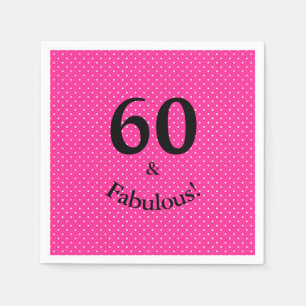 Servilleta De Papel 60 & Fabuloso Cumpleaños Brillantes Lunares Rosado
