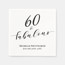 Servilleta De Papel 60 y Fabuloso Cumpleaños Sesenta Escritura Elegant