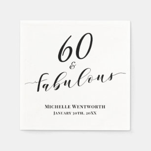 Servilleta De Papel 60 y Fabuloso Cumpleaños Sesenta Escritura Elegant