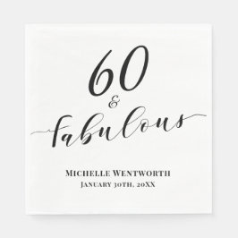 Servilleta De Papel 60 y Fabuloso Cumpleaños Sesentavo Letra Elegante
