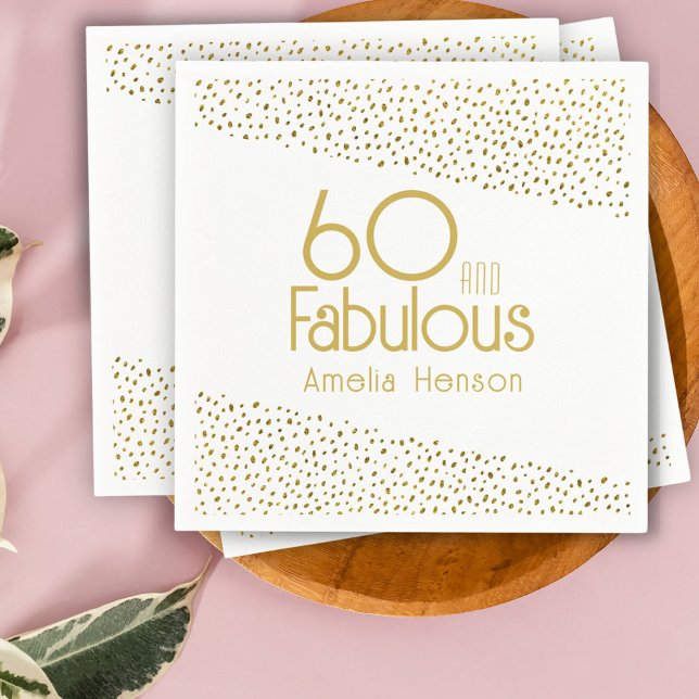 Servilleta De Papel 60 y fabuloso Purpurina de oro 60 cumpleaños (Subido por el creador)