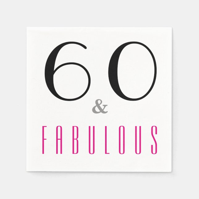Servilleta De Papel 60 y Fabulous Elegant 60th Birthday Party (Anverso)