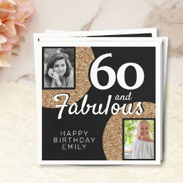 Servilleta De Papel 60 y Fabulous Gold Purpurina 2 Photo 60th Birthday