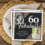 Servilleta De Papel 60 y Fabulous Gold Purpurina 2 Photo 60th Birthday<br><div class="desc">60 y Fabulous Gold Purpurina 2 Napkins de la Fiesta del Cumpleaños de la Foto 60. Añade tus fotos - puedes usar una foto antigua y nueva. Añade tu nombre y edad.</div>