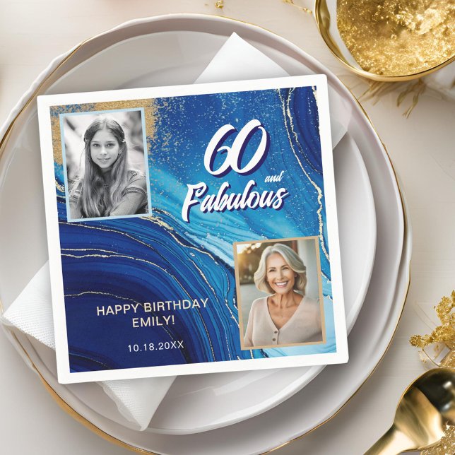 Servilleta De Papel 60 y Fabulous Marble Purpurina 2 Photo Birthday (Subido por el creador)