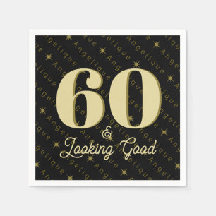 Servilleta De Papel 60 y luce buen cumpleaños de oro