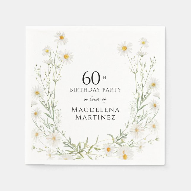Servilleta De Papel 60th Birthday April Birth Month Flower Daisy (Anverso)
