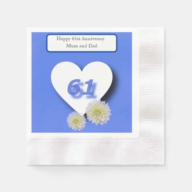 Servilleta De Papel 61.º Aniversario Boda (Anverso)