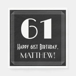 Servilleta De Papel 61 Aniversario ~ Art Deco Inspirado Aspecto "61", 