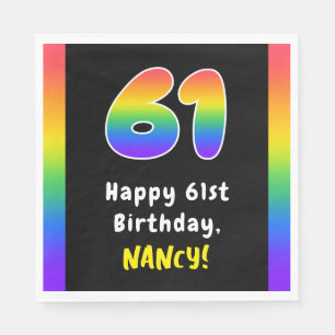 Servilleta De Papel 61° cumpleaños: Espectro arcoiris # 61, nombre per