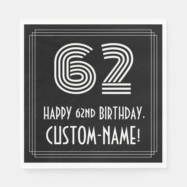 Servilleta De Papel 62º cumpleaños: Aspecto inspirado en el Art Deco " (Anverso)