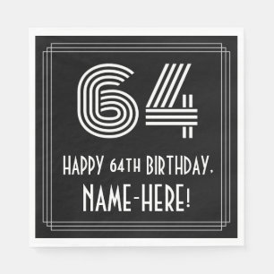Servilleta De Papel 64º cumpleaños: Aspecto inspirado en el Art Deco "