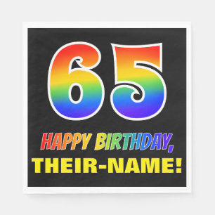 Servilleta De Papel 65º cumpleaños: audaz, divertido, simple, arcoiris